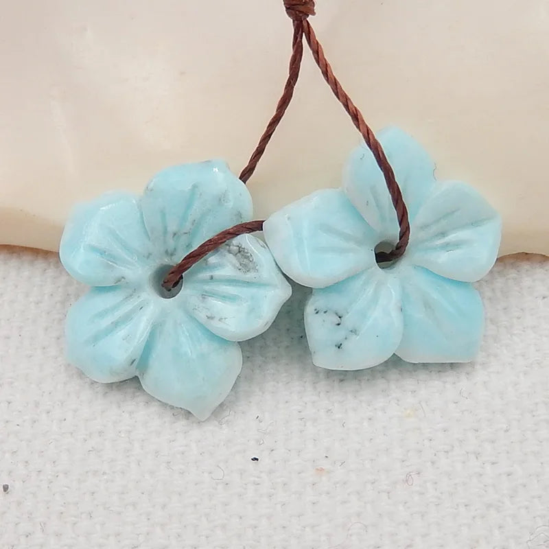 Larimar Flower Stone Bead Sets for Earring Making