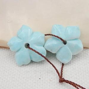 Larimar Flower Stone Bead Sets for Earring Making