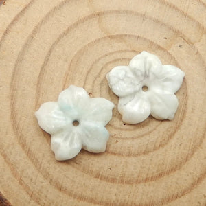 Natural Larimar Flower Stone Bead Sets for Earring Making