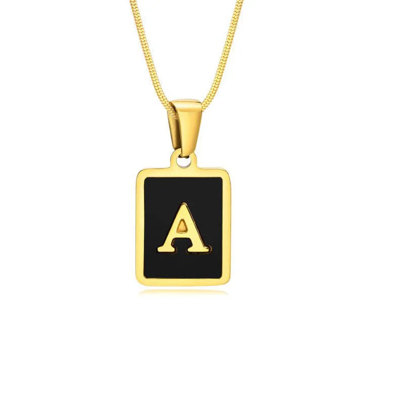 Initial Pendant Necklace Women Stainless Steel Alphabet Collar Jewelry