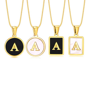 Initial Pendant Necklace Women Stainless Steel Alphabet Collar Jewelry