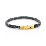 Men's Leather Wrap Bracelet with Stainless Steel Clasp