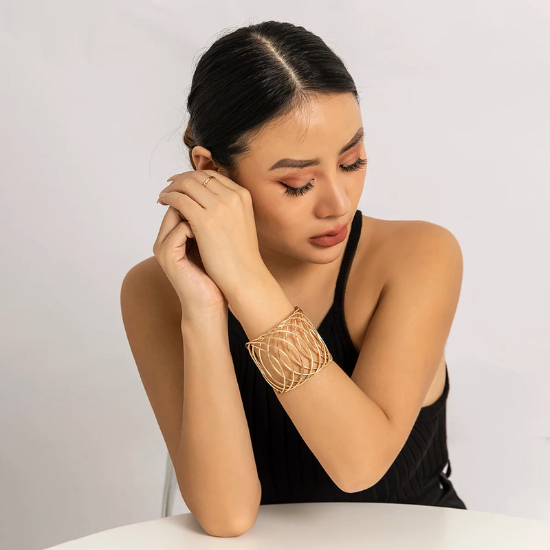 Metal Cross Weave Hollow Bracelet for Women