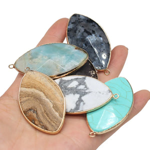 Natural Agates Horse Eye Shape Turquoises Labradorites Pendant 30x50mm