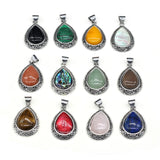 Natural Agates Stone Pendant Water Drop Shape Opal Stone Rose Quartzs Pendant