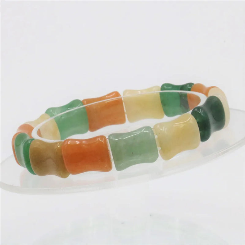 Natural Carnelian Chalcedony Agats 12*15mm Multicolor Beads Bracelet 7.5inch