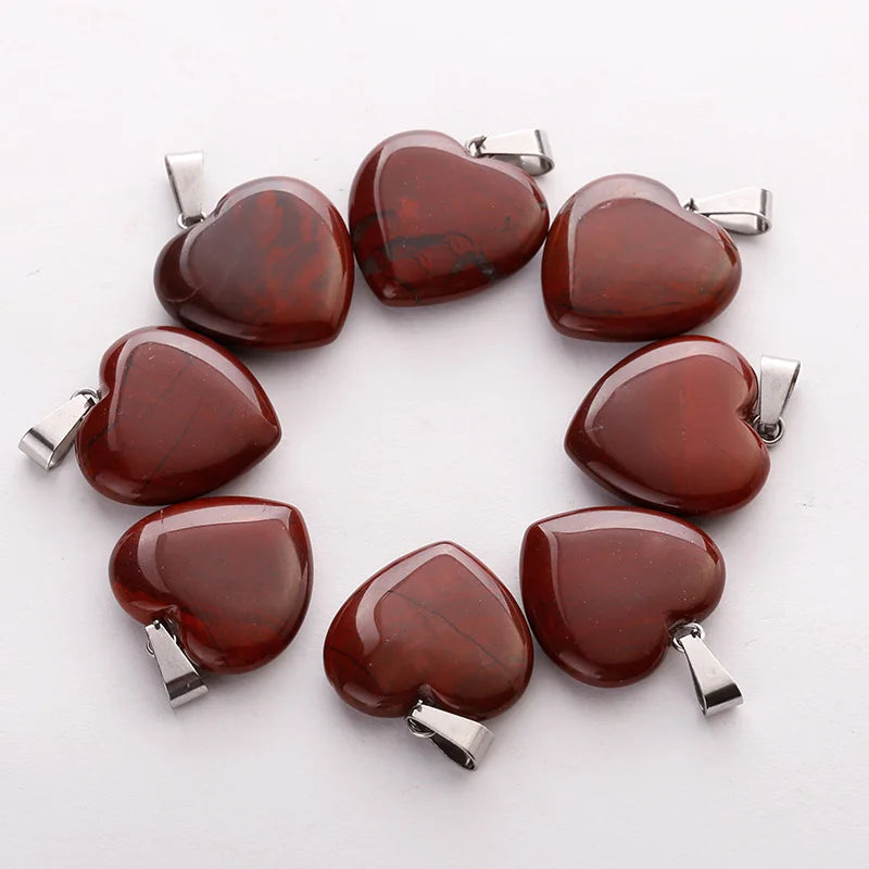Natural Rainbow Stone Love Heart Beads Pendants 20mm DIY Jewelry Women Gift
