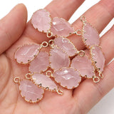 Rose Quartz Water Drop Shape Pendant Golden Plated for Jewelry