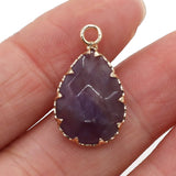 Rose Quartz Water Drop Shape Pendant Golden Plated for Jewelry