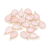 Rose Quartz Water Drop Shape Pendant Golden Plated for Jewelry