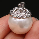 Natural Shell Ball Pendant Pair Zinc Alloy Lace Shell Pendant 16x16mm