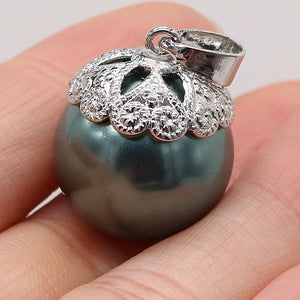 Natural Shell Ball Pendant Pair Zinc Alloy Lace Shell Pendant 16x16mm