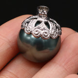 Natural Shell Ball Pendant Pair Zinc Alloy Lace Shell Pendant 16x16mm