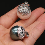 Natural Shell Ball Pendant Pair Zinc Alloy Lace Shell Pendant 16x16mm