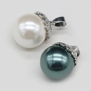 Natural Shell Ball Pendant Pair Zinc Alloy Lace Shell Pendant 16x16mm