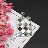 Natural Shell Pendant Rectangle Plaids Shell Pendant for DIY Necklace 21x35mm