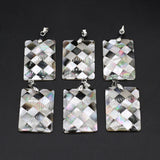 Natural Shell Pendant Rectangle Plaids Shell Pendant for DIY Necklace 21x35mm