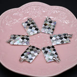 Natural Shell Pendant Rectangle Plaids Shell Pendant for DIY Necklace 21x35mm