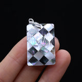 Natural Shell Pendant Rectangle Plaids Shell Pendant for DIY Necklace 21x35mm