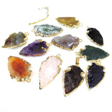 Leaf Shape Agates Pendant Crystal Necklace Pendants for Jewelry Making