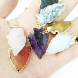 Leaf Shape Agates Pendant Crystal Necklace Pendants for Jewelry Making