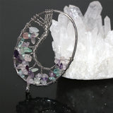 Fluorite Oval Pendant 36*55mm Silver-color Delicate Jewelry