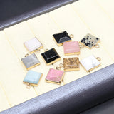 Square Agates Natural Stone Pendant 12mm