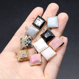 Square Agates Natural Stone Pendant 12mm