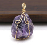 Charms Natural Stone Pendant Winding Golden Amethysts Rose Quartz Pendant