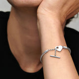 925 Silver Heart A Letter Cuff Bracelet Women Jewelry