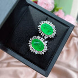 Emerald Paraiba Tourmaline Diamond Stud Earrings Vintage Fine Jewelry