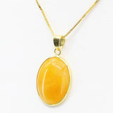 Oval Stone Pendant Copper Chain Necklace