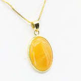 Oval Stone Pendant Copper Chain Necklace