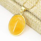 Oval Stone Pendant Copper Chain Necklace