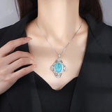 Paraiba Sapphire Pendant Retro Ruby Stone Crystal Necklace