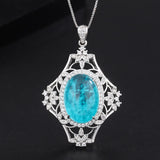 Paraiba Sapphire Pendant Retro Ruby Stone Crystal Necklace