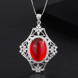 Paraiba Sapphire Pendant Retro Ruby Stone Crystal Necklace
