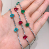Emerald Ruby Paraiba Tourmaline Strand Bracelet