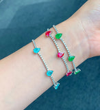 Emerald Ruby Paraiba Tourmaline Strand Bracelet