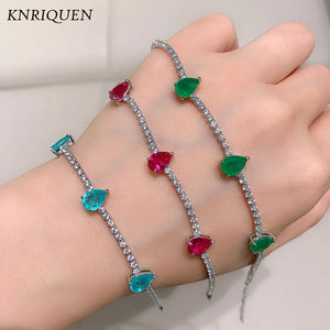 Emerald Ruby Paraiba Tourmaline Strand Bracelet