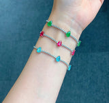 Emerald Ruby Paraiba Tourmaline Strand Bracelet