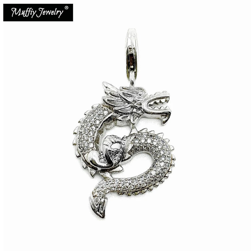 Dragon Charms Pendant with Zircon Stones 925 Sterling Silver