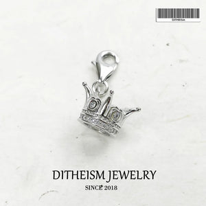 Crown Zircon 925 Silver Pendant Charms Jewelry Accessory for Bracelet Necklace