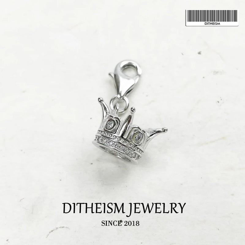 Crown Zircon 925 Silver Pendant Charms Jewelry Accessory for Bracelet Necklace