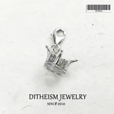 Crown Zircon 925 Silver Pendant Charms Jewelry Accessory for Bracelet Necklace