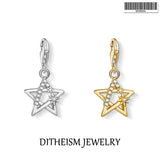 Star Charms Pendant 925 Sterling Silver Golden Bracelets Fine Jewelry