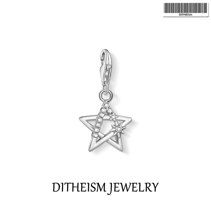 Star Charms Pendant 925 Sterling Silver Golden Bracelets Fine Jewelry