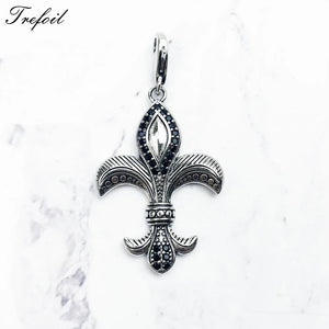 Fleur-de-lis Lily Pendant 925 Silver Jewelry