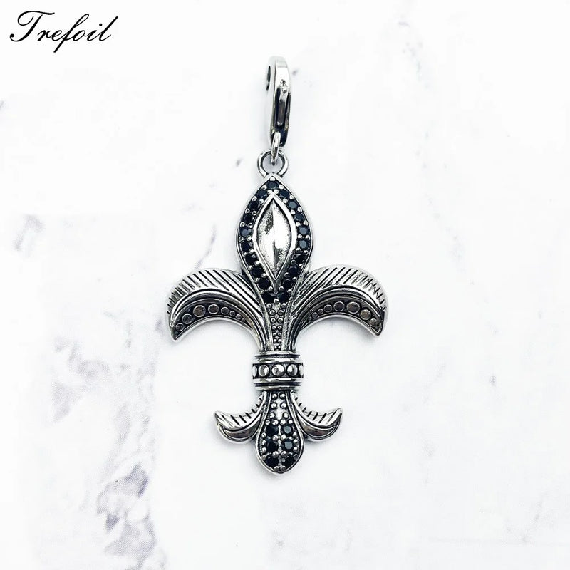 Fleur-de-lis Lily Pendant 925 Silver Jewelry