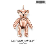 925 Sterling Silver Flower Snake Bear Rose Oval Charm Pendant